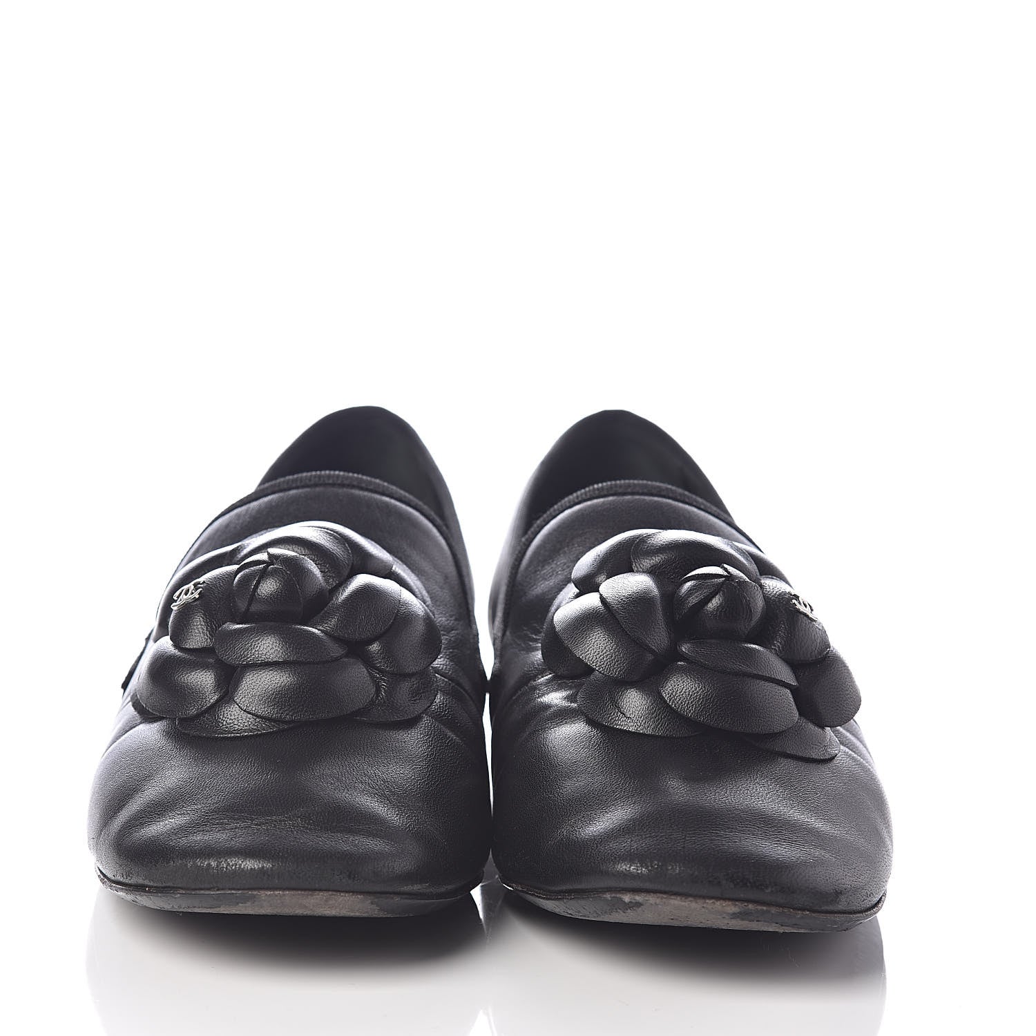 Chanel Lambskin Camellia Moccasin Flats 36.5 Black 2 of 7