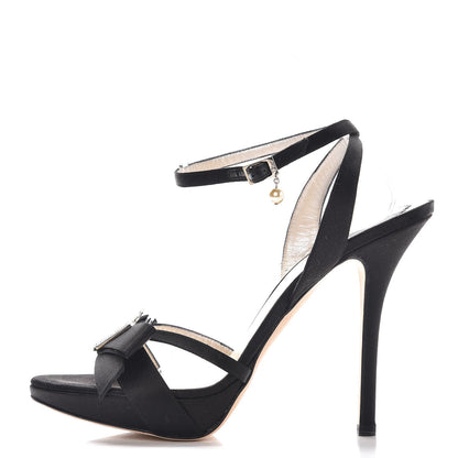 Christian Dior Satin Pearl Bow Anniversary Ankle Strap Sandals 38.5 Black 1 of 10