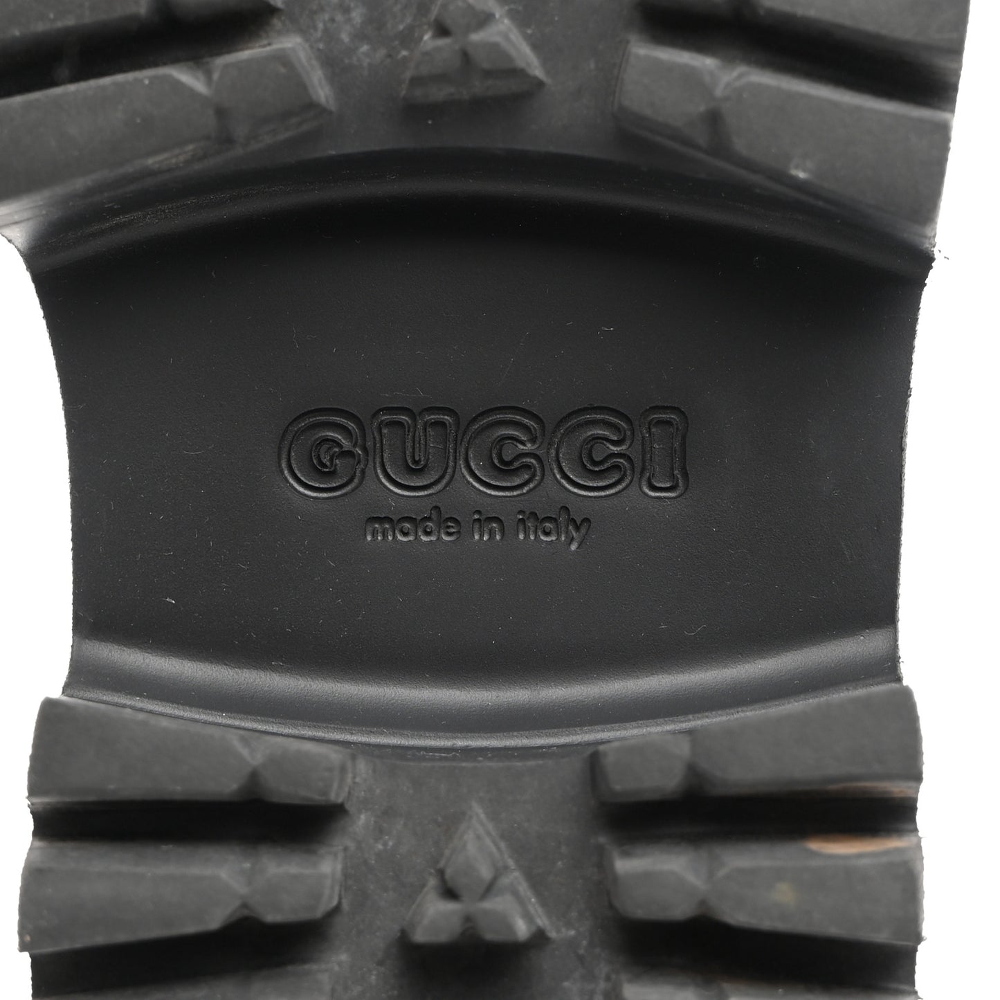 Rubber GG Monogram Perforated Elea Platform 55mm Lug Sole Sandals 35 Black