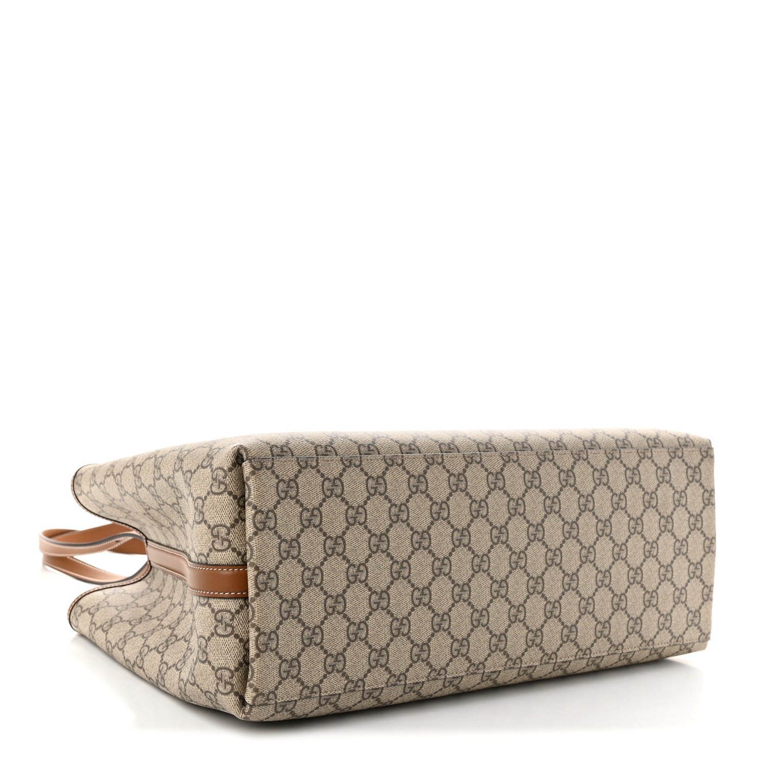 Gucci GG Supreme Monogram Emblem Large Tote Bag Beige Dark Brown 4 of 10