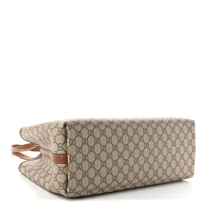 Gucci GG Supreme Monogram Emblem Large Tote Bag Beige Dark Brown 4 of 10