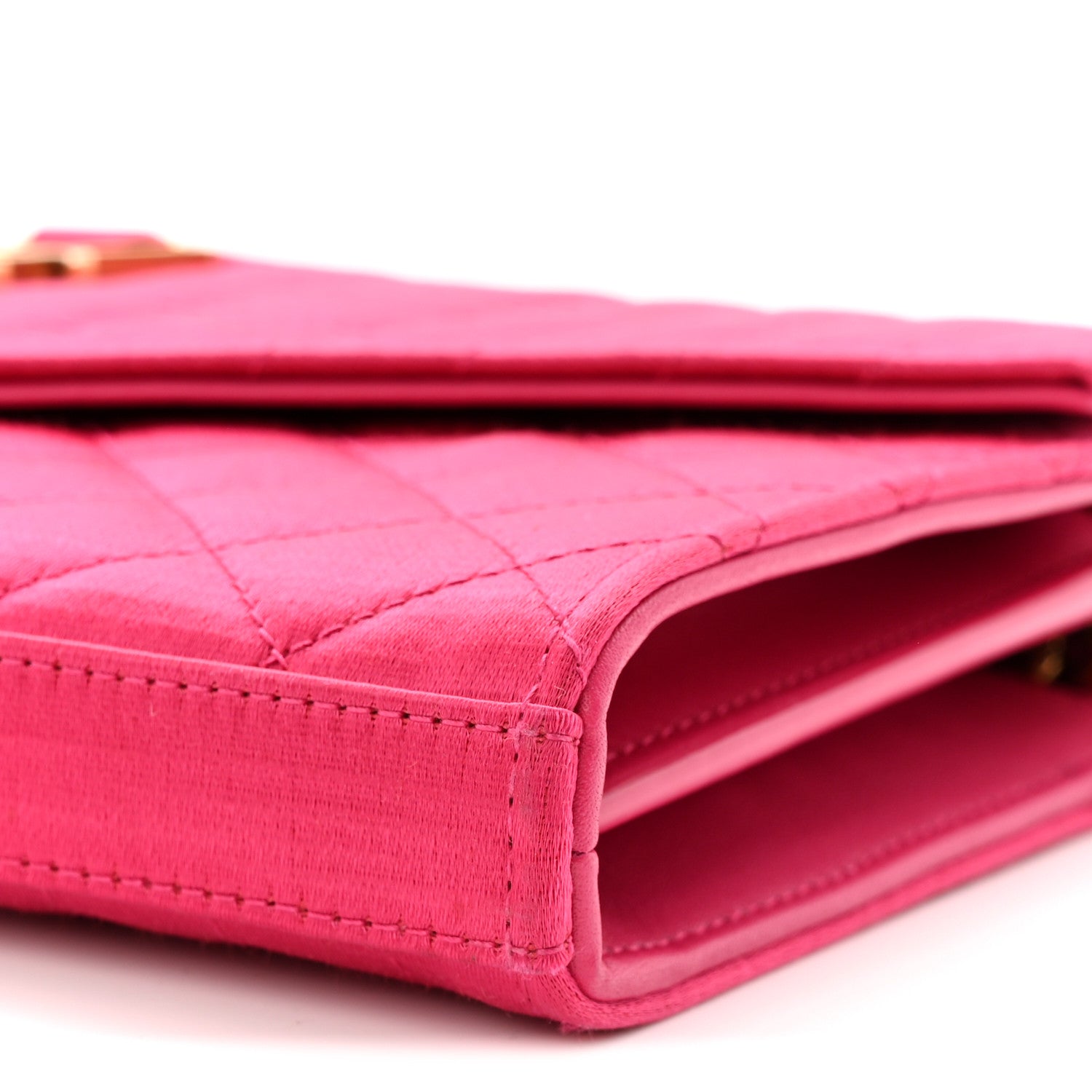 Saint Laurent Satin Mixed Matelasse Triquilt Monogram Chain Wallet Guava 9 of 10