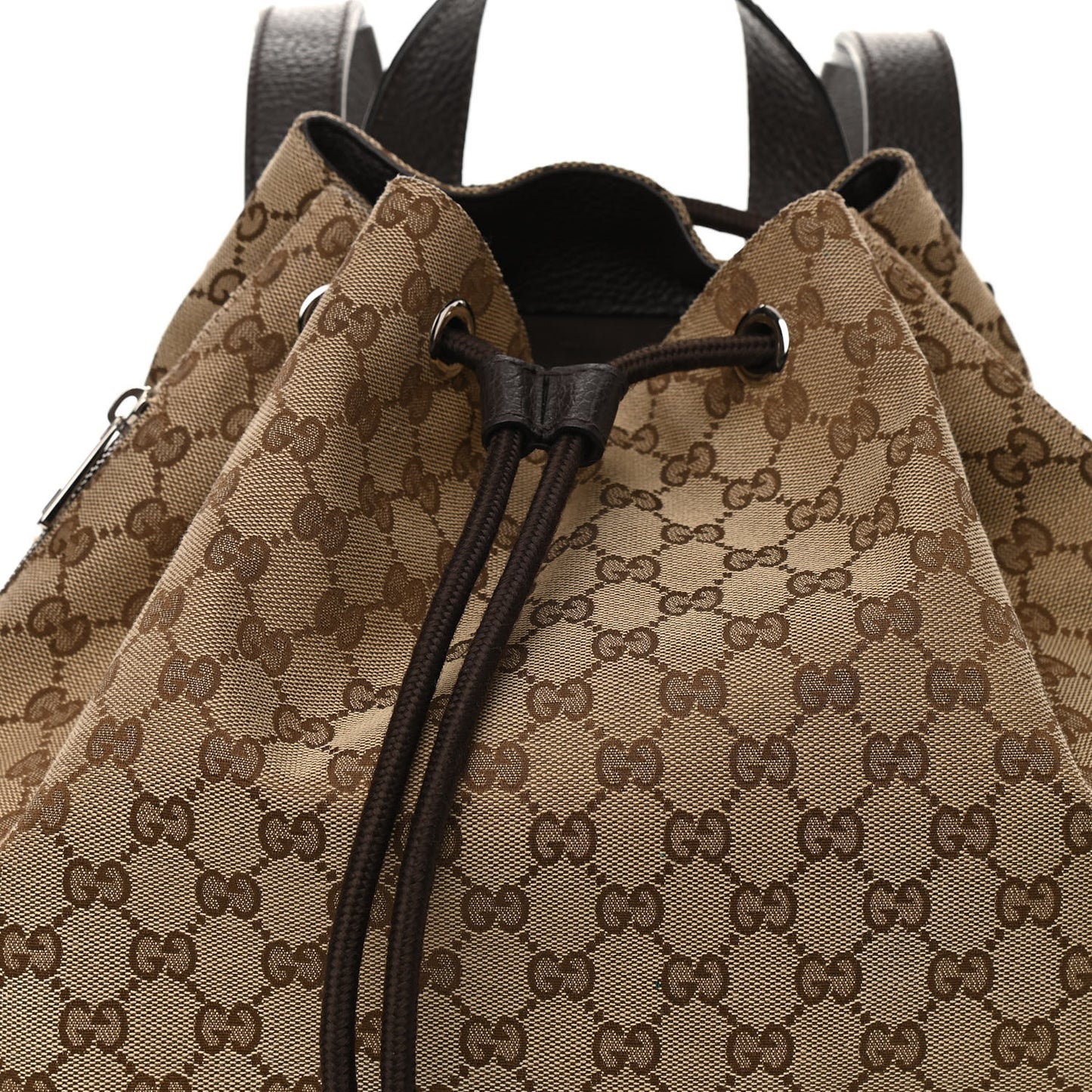 Monogram Dollar Calfskin O Drawstring Backpack Beige Ebony Testa di Moro Dark Chocolate