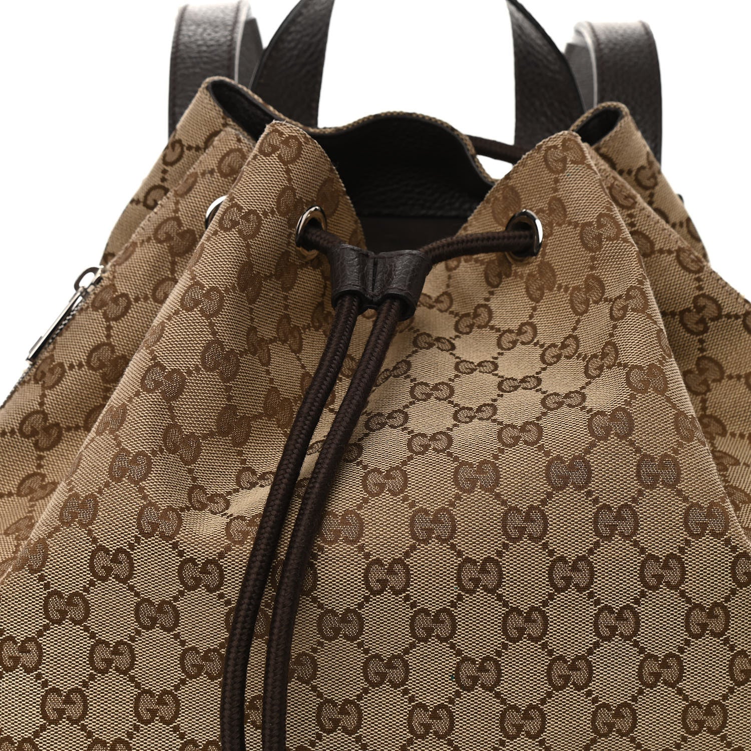 Gucci Monogram Dollar Calfskin O Drawstring Backpack Beige Ebony Testa di Moro Dark Chocolate 9 of 11