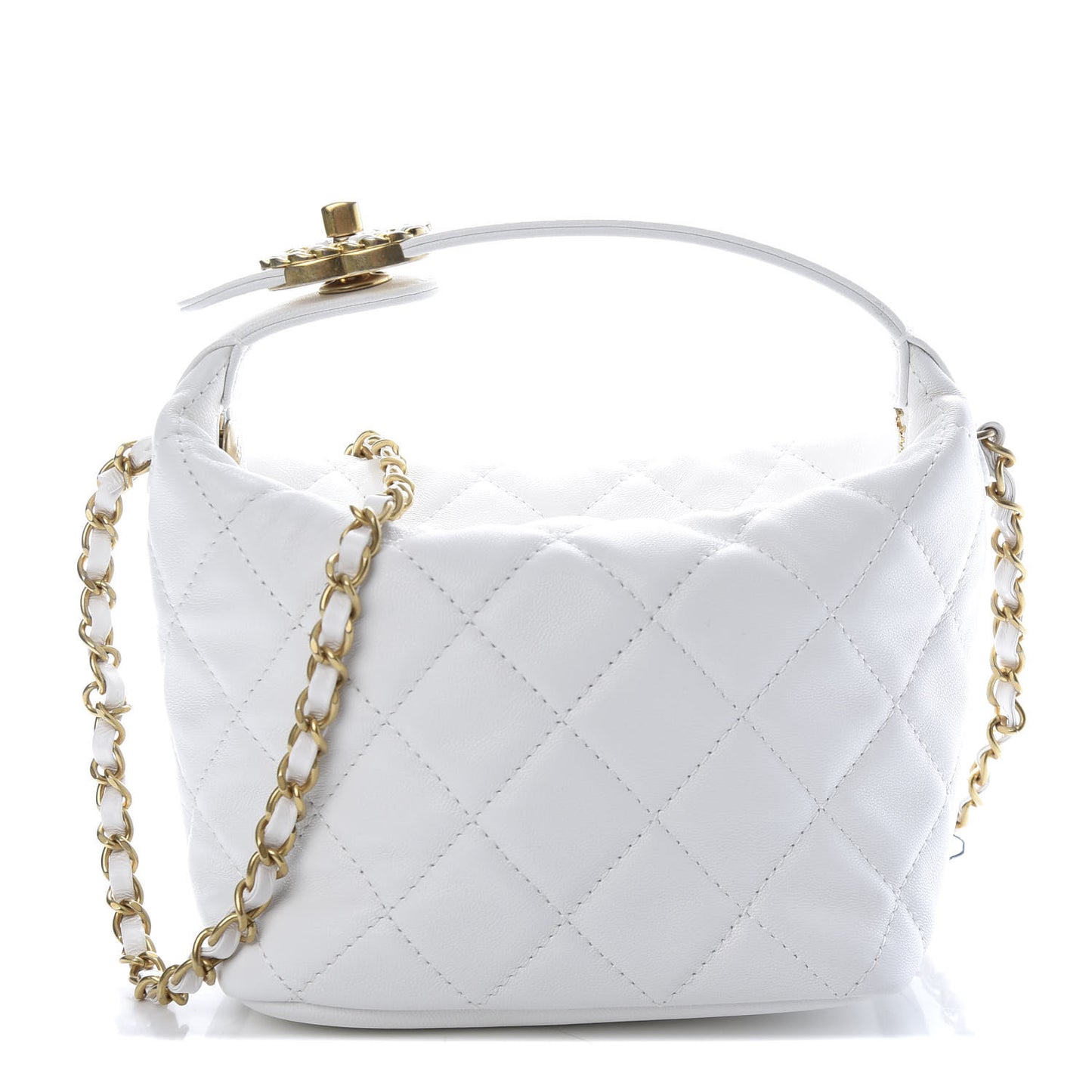 Lambskin Quilted Small Hobo White