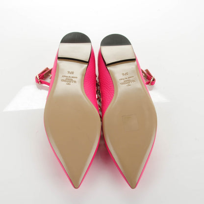 Valentino Garavani Pebbled Calfskin Rockstud Cage Ballerina Flats 37.5 Peony 7 of 8