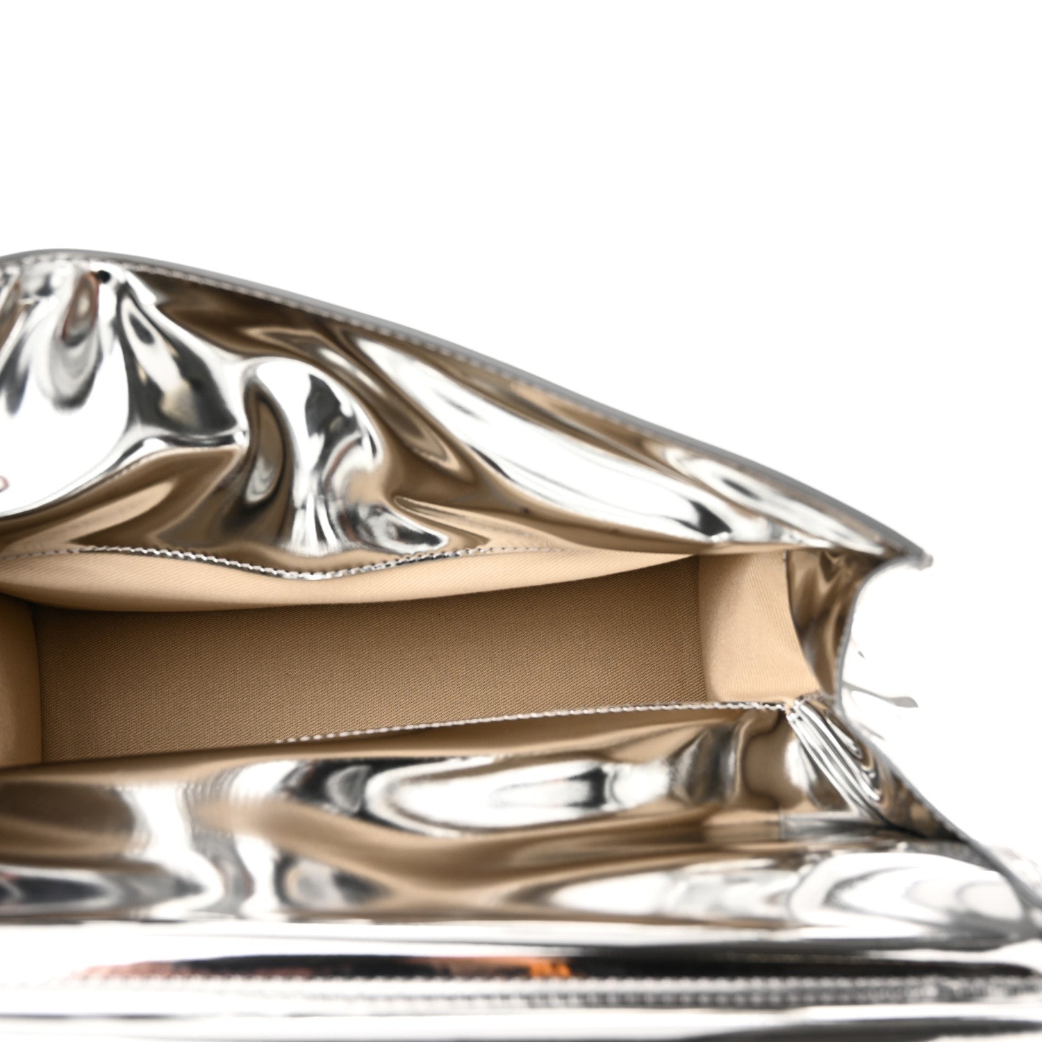 Jacquemus Metallic Patent Calfskin La Pochette Rond Carre Silver 5 of 9
