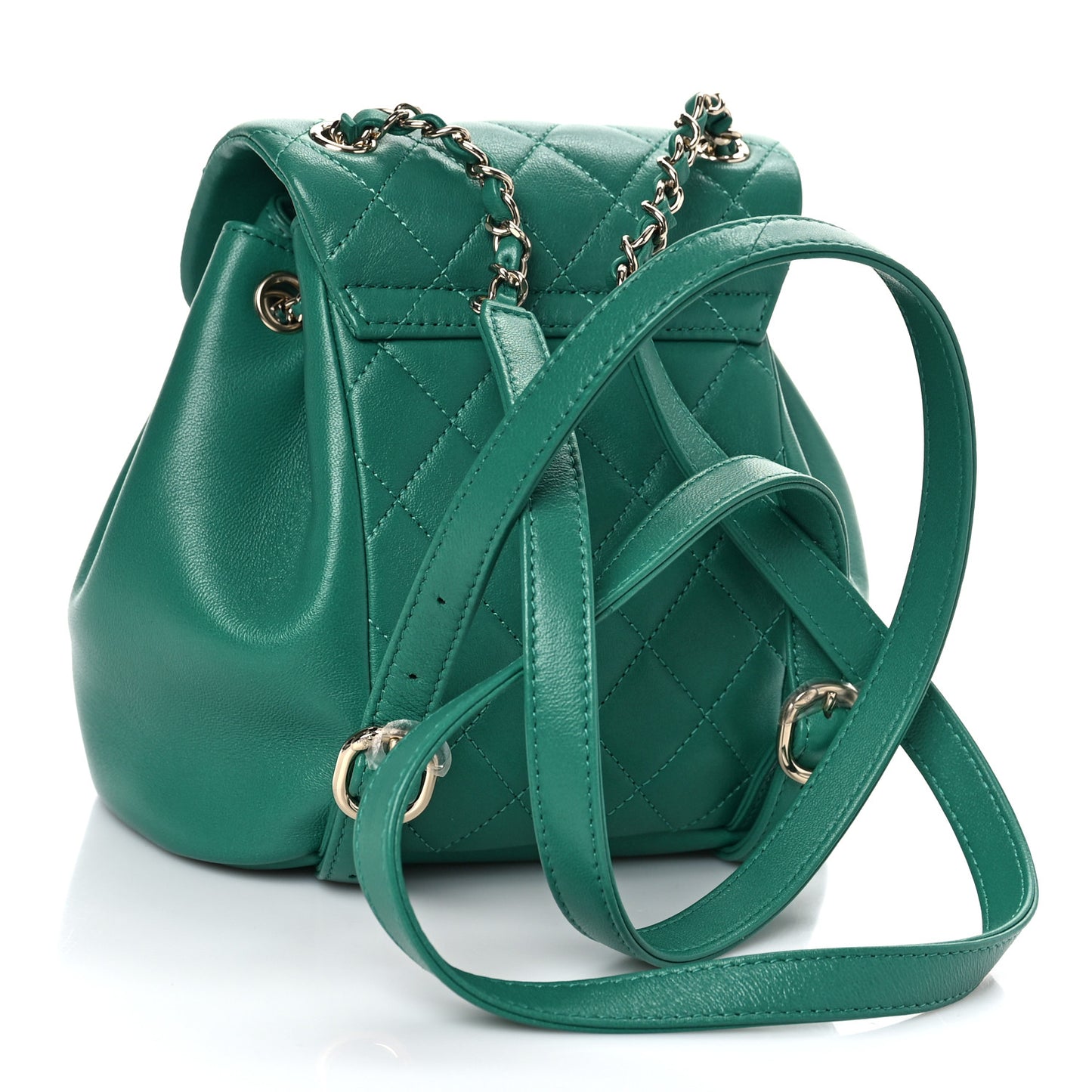 Lambskin Quilted Small Duma Drawstring Backpack Green