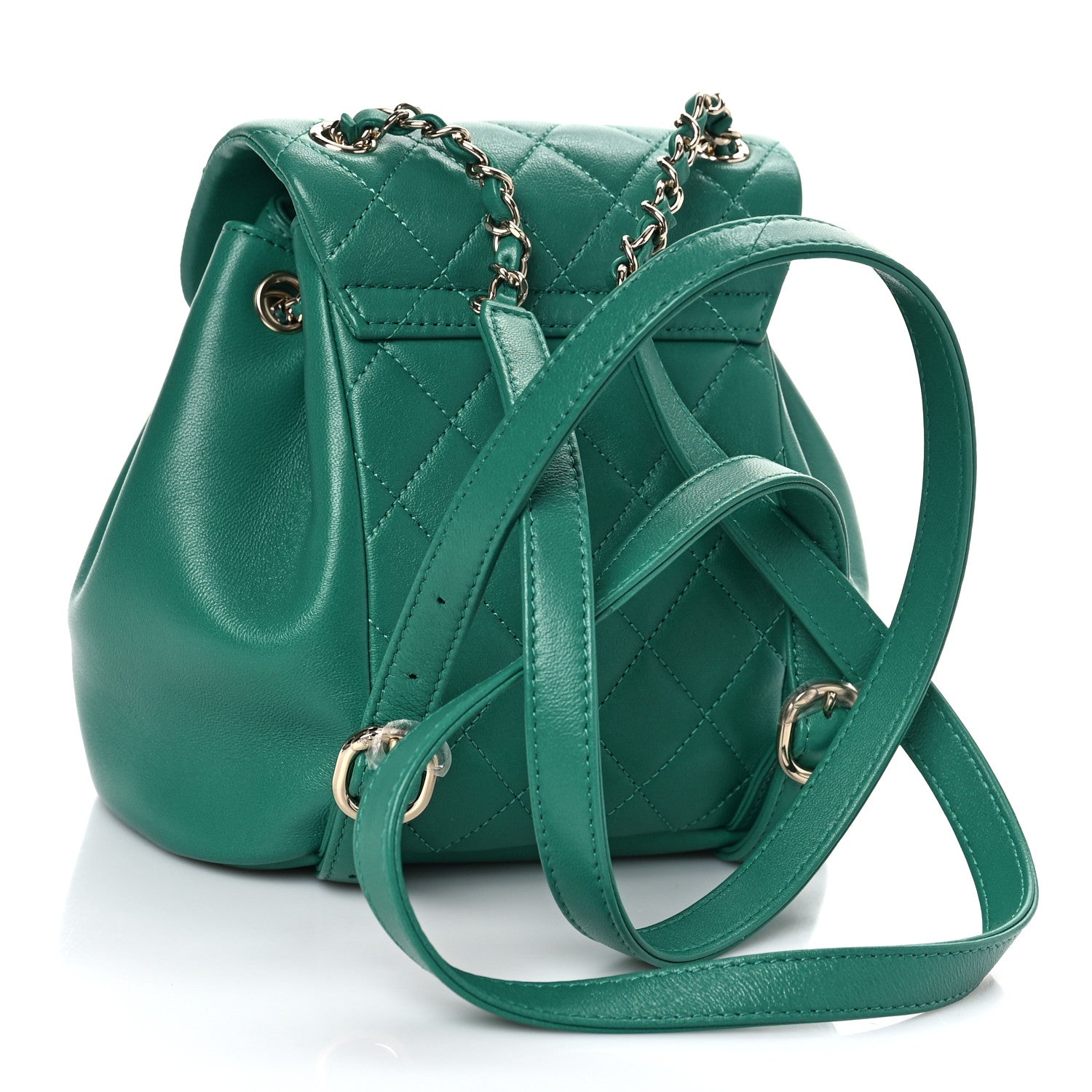 Chanel Lambskin Quilted Small Duma Drawstring Backpack Green 3 of 10