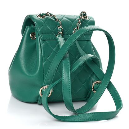 Chanel Lambskin Quilted Small Duma Drawstring Backpack Green 3 of 10