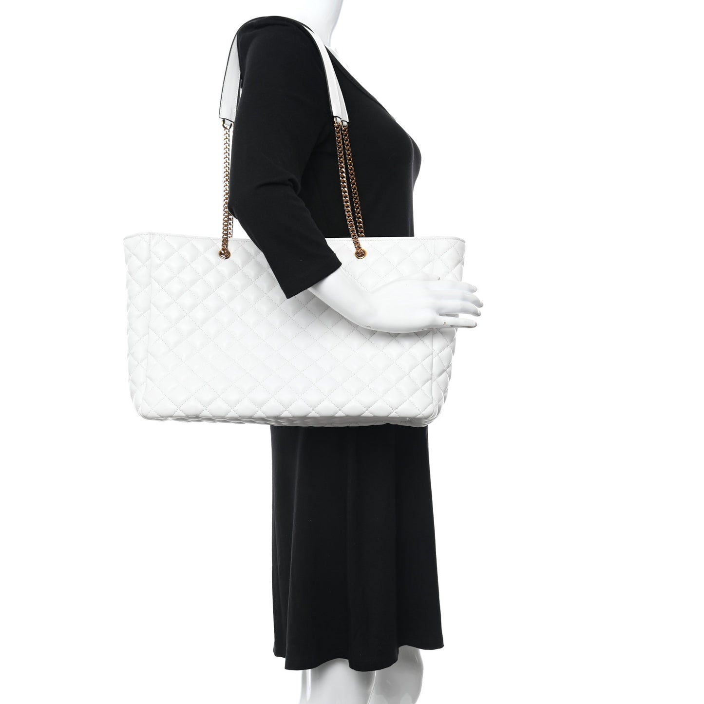 Nappa Quilted La Medusa Chain Tote White