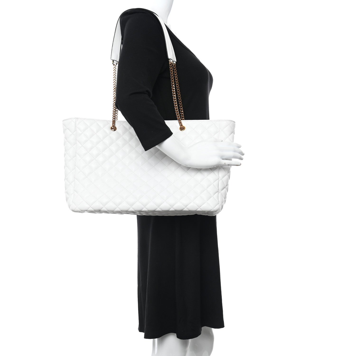 Versace Nappa Quilted La Medusa Chain Tote White 2 of 8