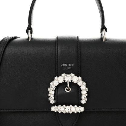 Jimmy Choo Calfskin Crystal Medium Cheri Top Handle Bag Black 7 of 12