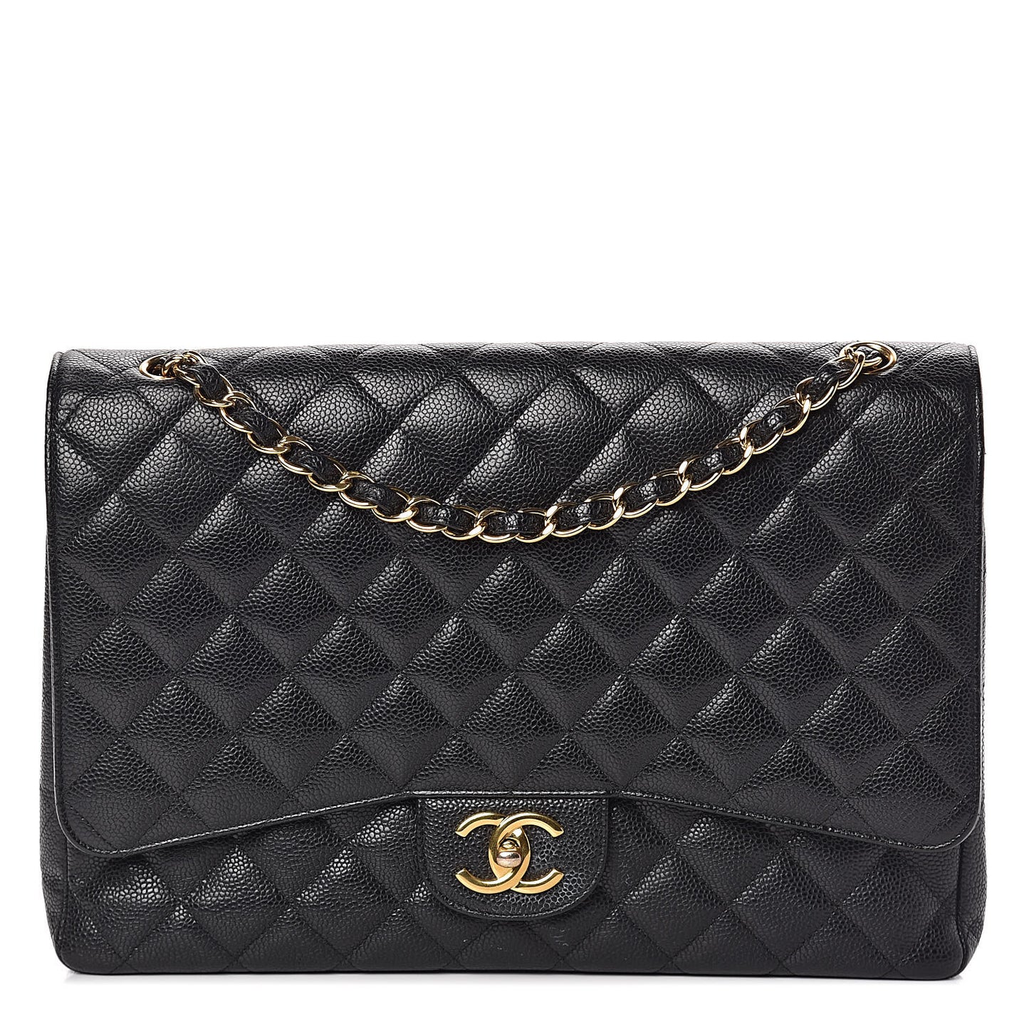 Caviar Quilted Maxi Double Flap Black