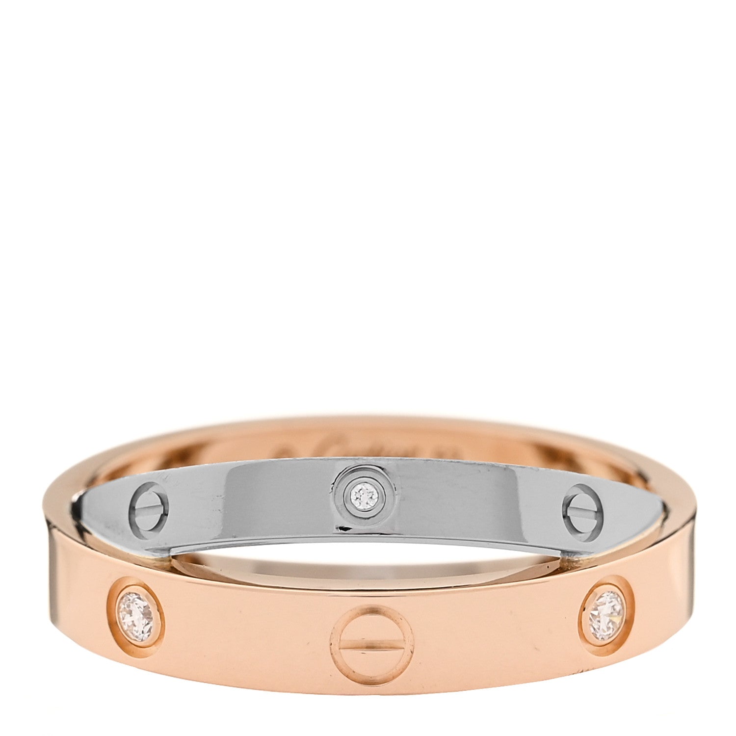 Cartier 18K Pink White Gold 6 Diamond LOVE Ring 53 6.5 1 of 4