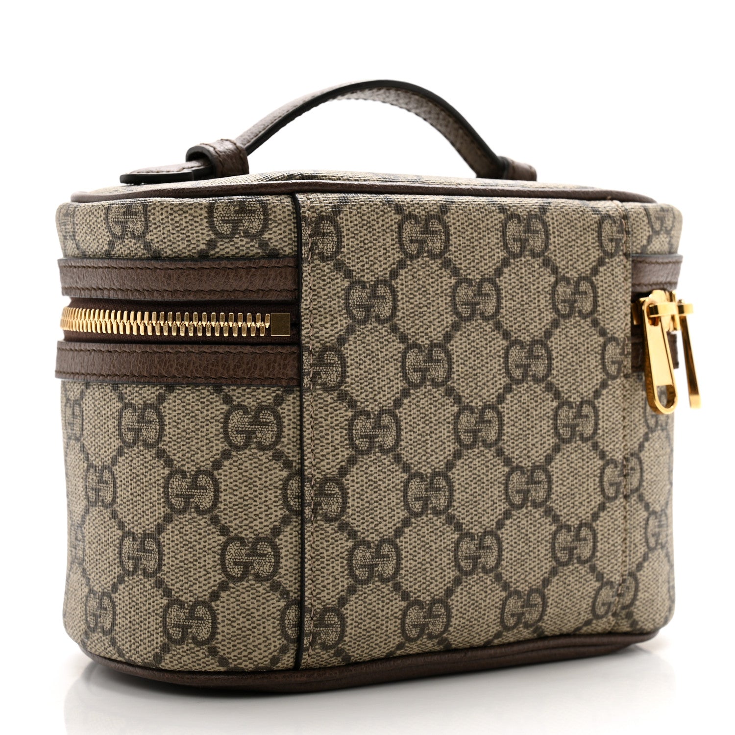 Gucci GG Supreme Monogram Textured Calfskin Web Ophidia Vanity Cosmetic Case Beige Ebony New Acero 3 of 8