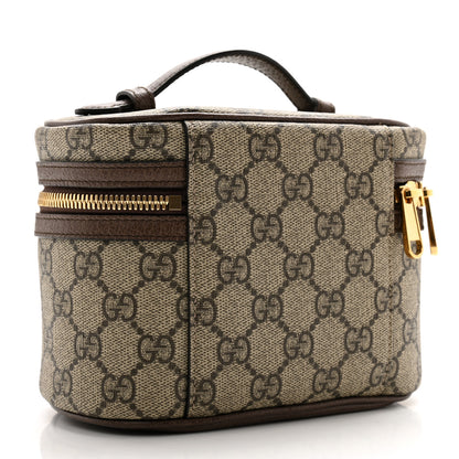 Gucci GG Supreme Monogram Textured Calfskin Web Ophidia Vanity Cosmetic Case Beige Ebony New Acero 3 of 8
