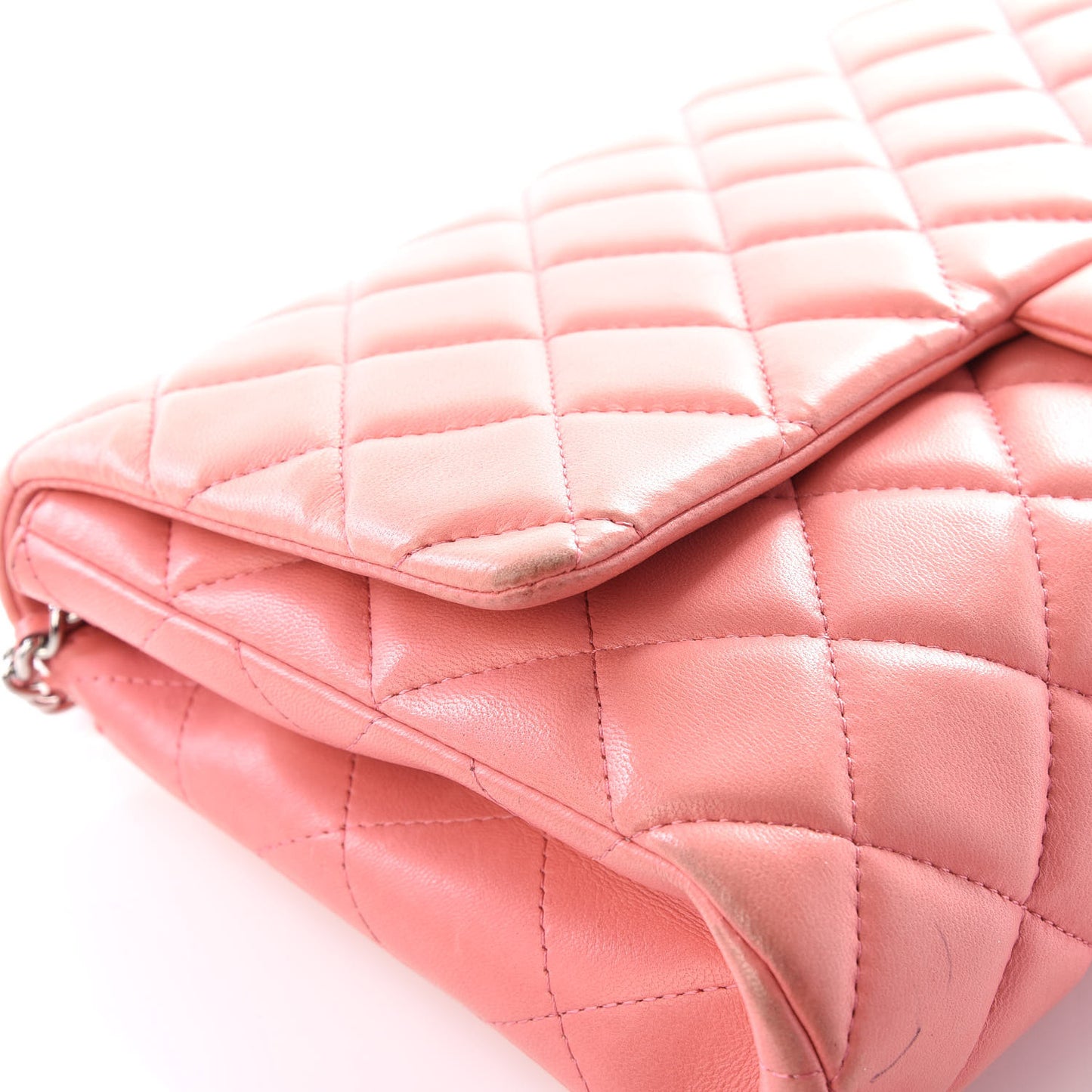 Lambskin Quilted Clutch With Chain Flap Pink