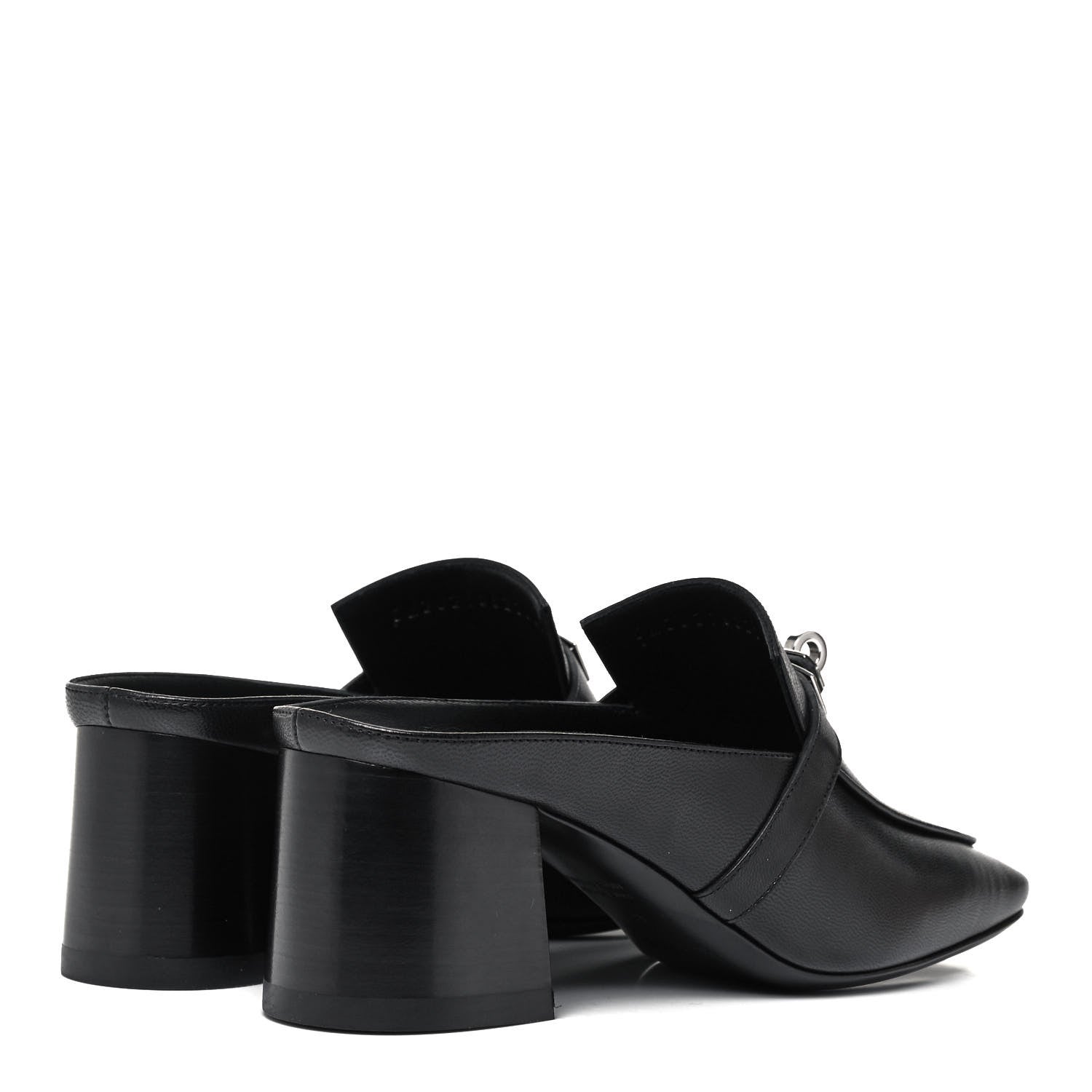 Hermes Goatskin Blossom Mules 36 Black 4 of 9