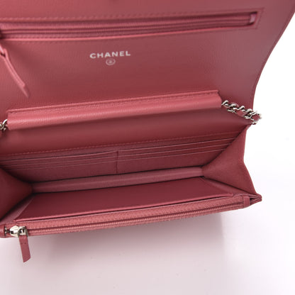Chanel Caviar Chevron Quilted Wallet On Chain WOC Pink 5 of 12