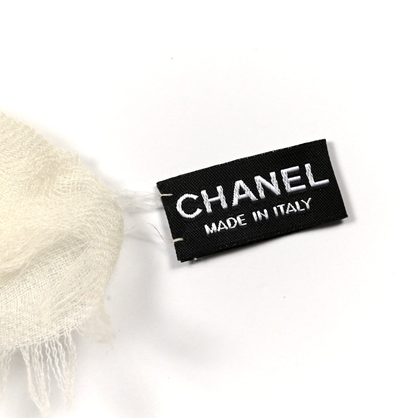 Cashmere Logo Ribbon Stole Ivory