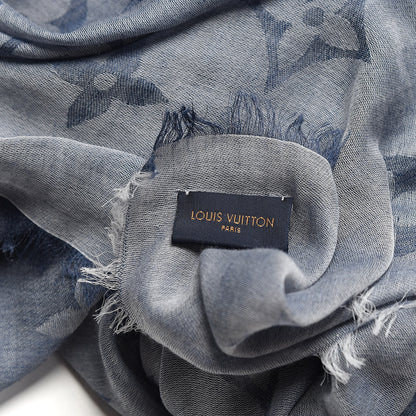 Louis Vuitton Wool Cotton Silk Daily Monogram Stole Denim 3 of 4