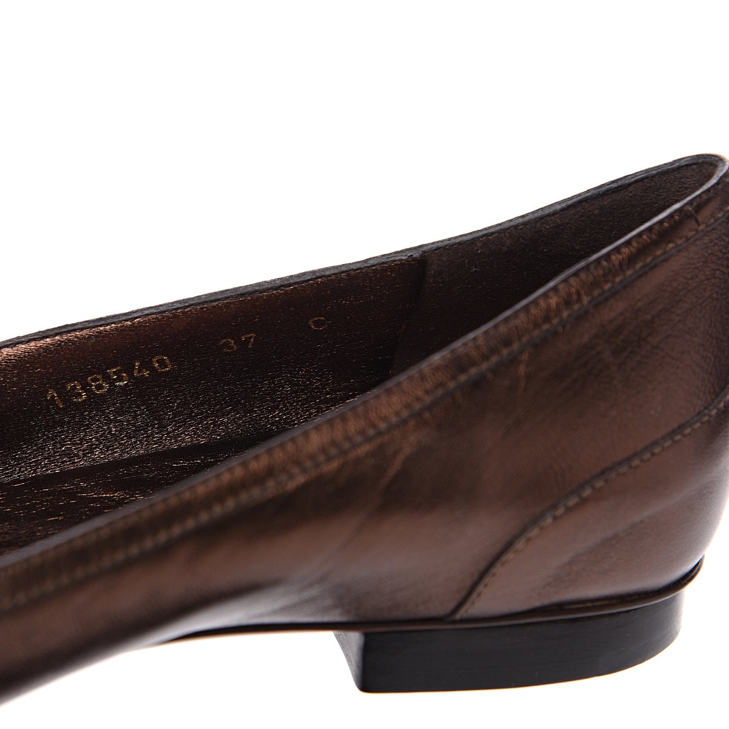 Metallic Calfskin Bamboo Ballet Flat 37 Bronze