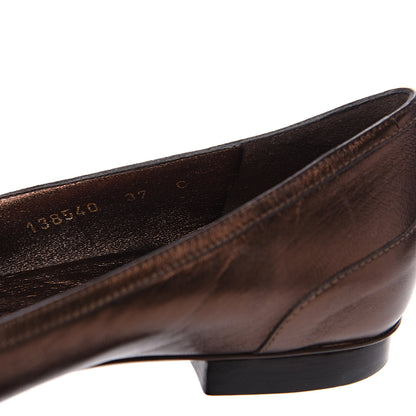 Gucci Metallic Calfskin Bamboo Ballet Flat 37 Bronze 7 of 10