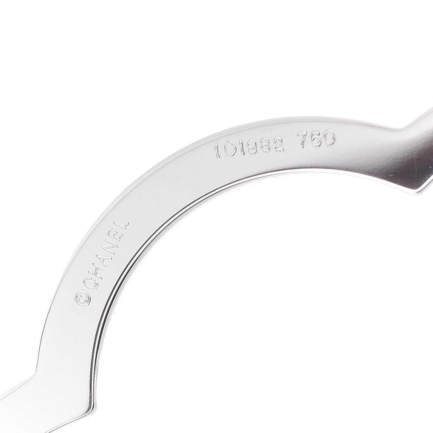 Chanel 18K White Gold Large Profil de Camelia Hoop Earrings 4 of 4
