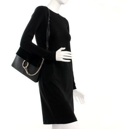 Chloe Suede Calfskin Medium Faye Shoulder Bag Black 2 of 6