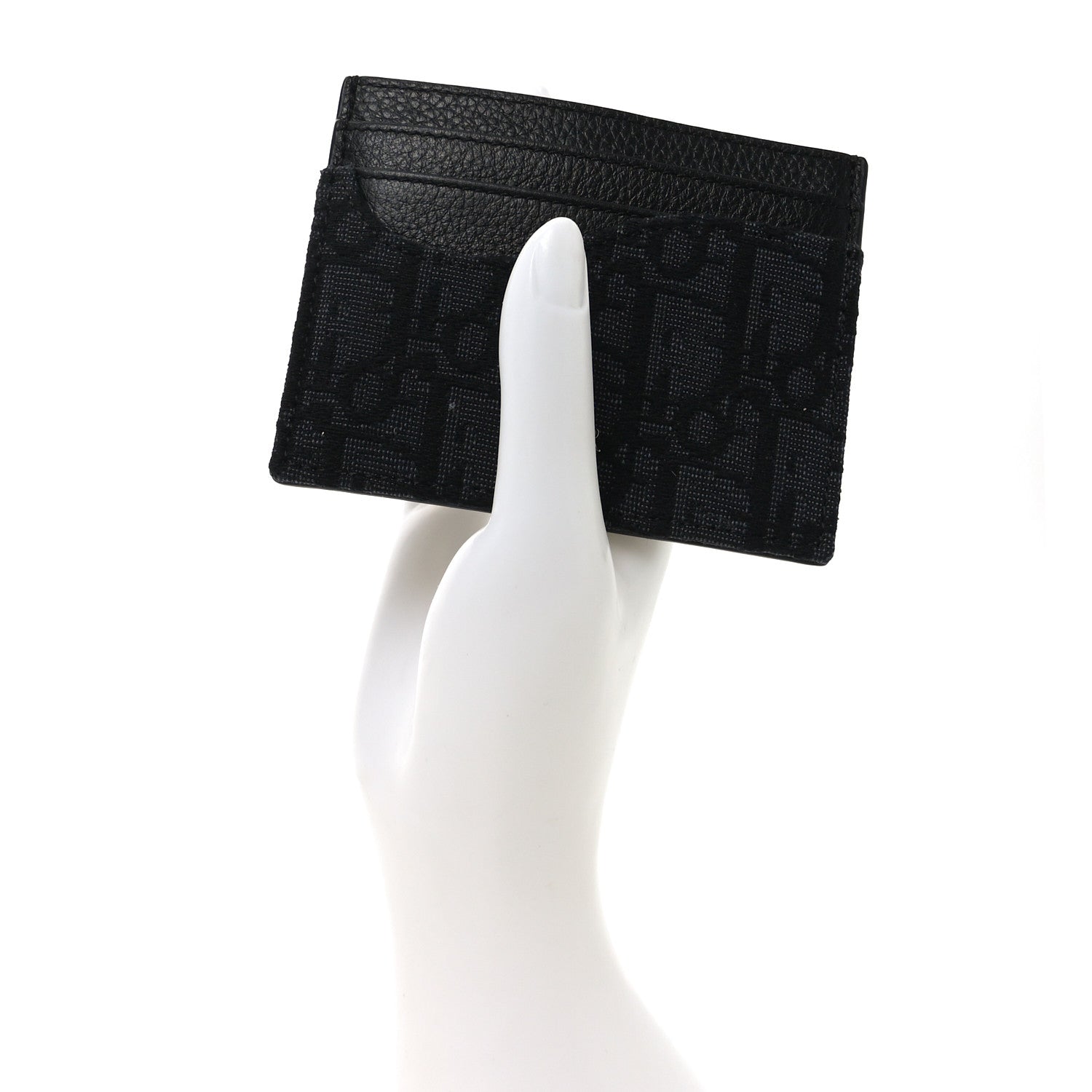 Christian Dior Oblique Grained Calfskin Marquetry Saddle Card Holder Black 2 of 7