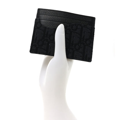 Christian Dior Oblique Grained Calfskin Marquetry Saddle Card Holder Black 2 of 7