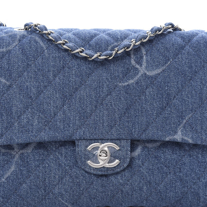 Chanel Denim Quilted CC Print Jumbo Single Flap Blue 8 of 11