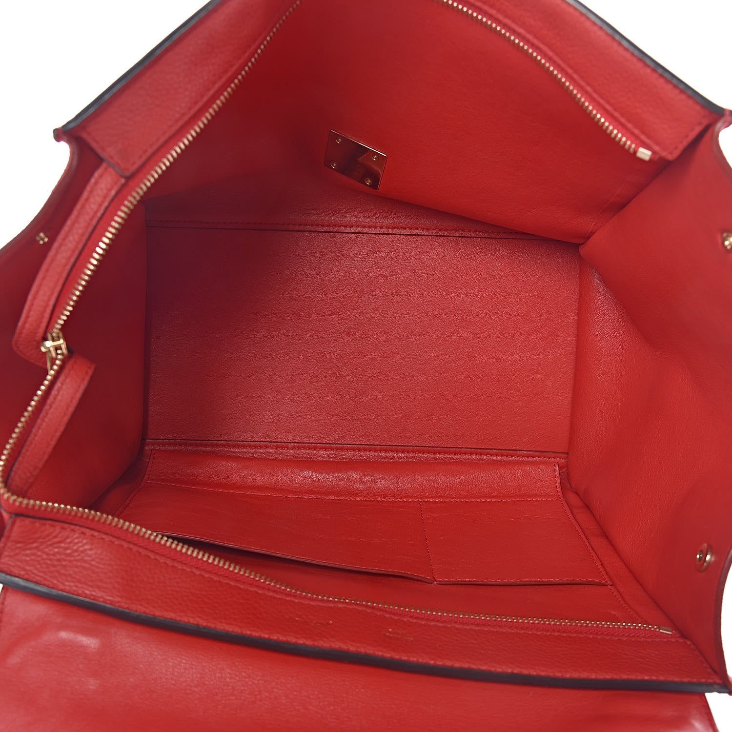 Celine Drummed Calfskin Suede Medium Trapeze Coquelicot 5 of 26