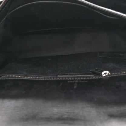 Saint Laurent Patent Crocodile Embossed Lambskin Monogram Medium Niki Chain Satchel Black 5 of 9