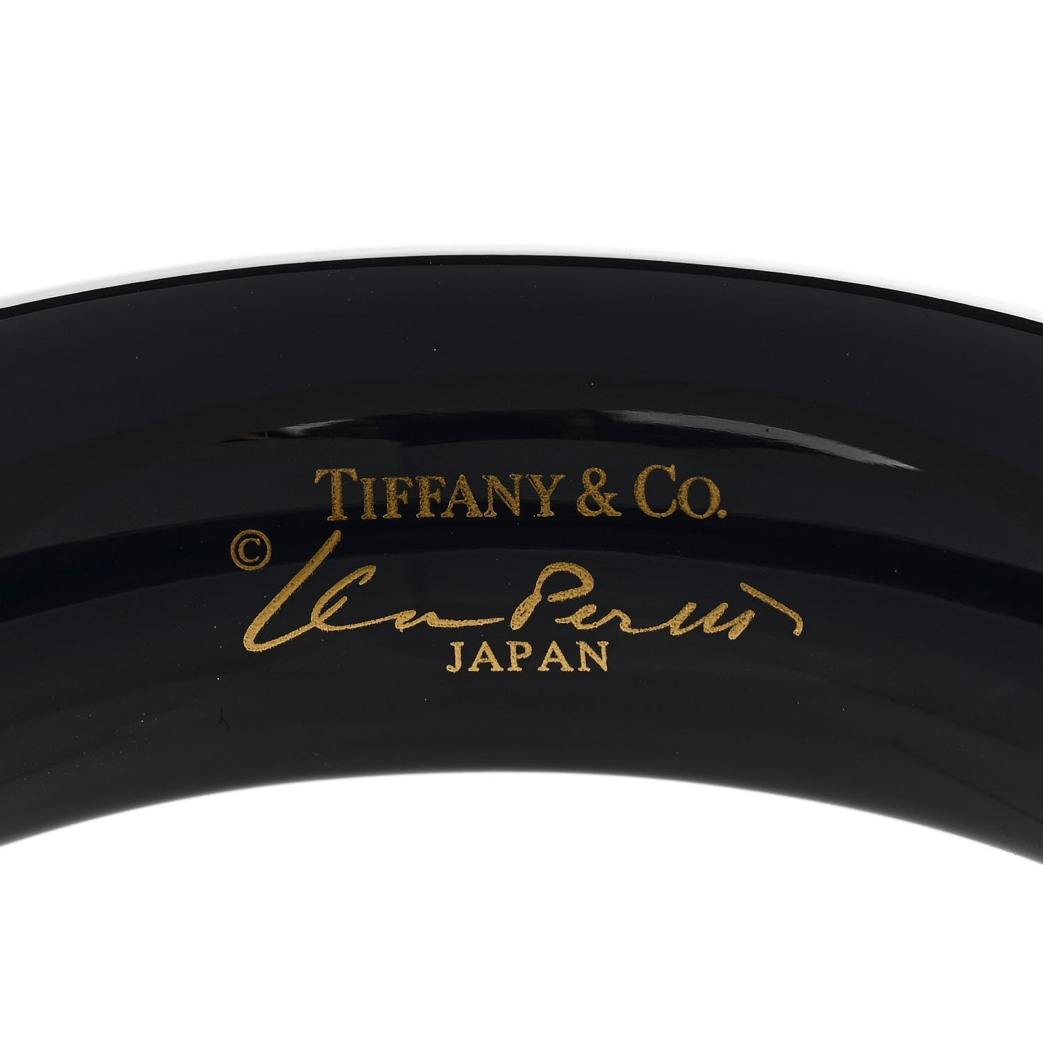 Tiffany Lacquer Hardwood Elsa Peretti Doughnut Bangle Bracelet Black 3 of 4