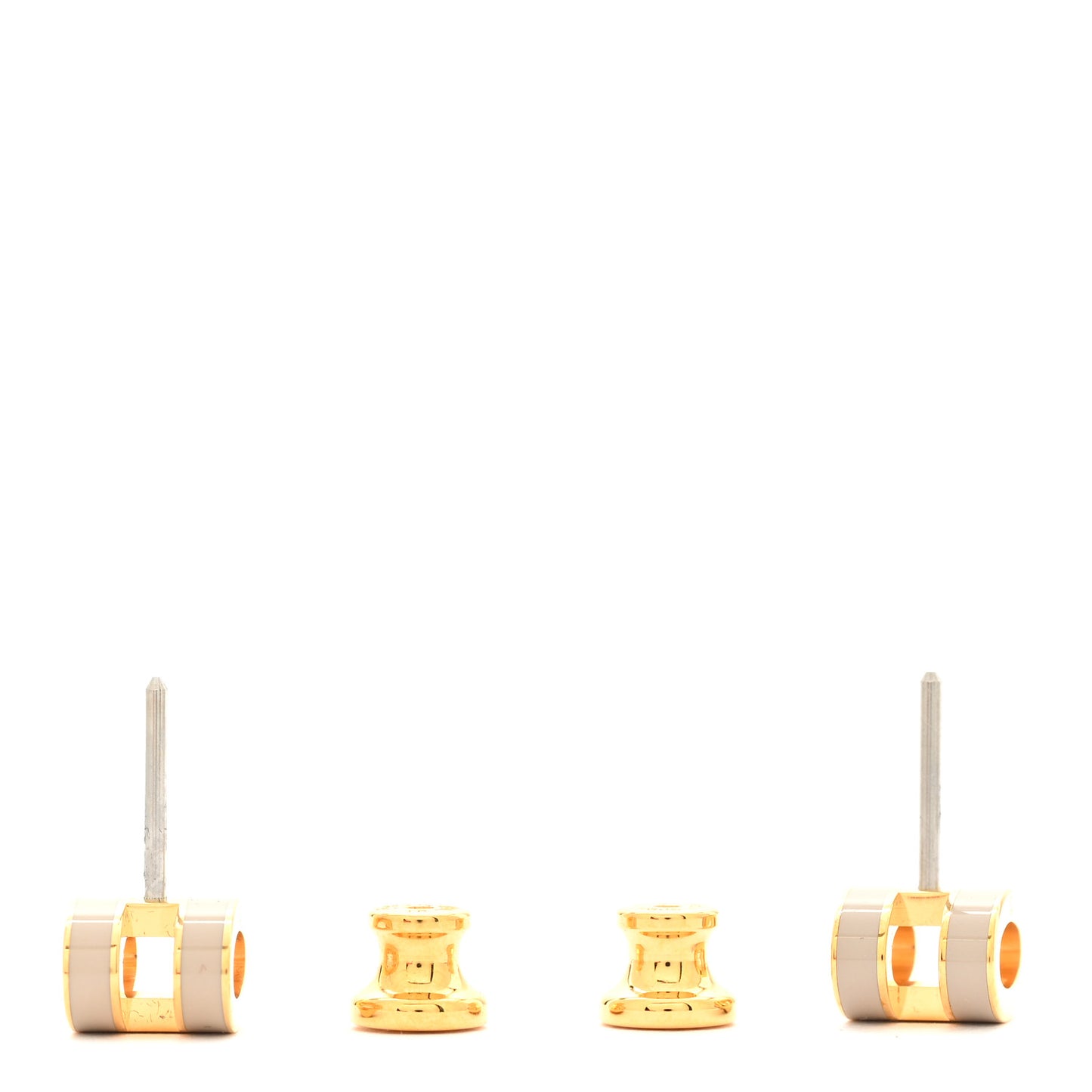 Gold Lacquered Mini Pop H Earrings Marron Glace