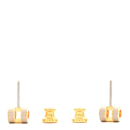Hermes Gold Lacquered Mini Pop H Earrings Marron Glace 3 of 7