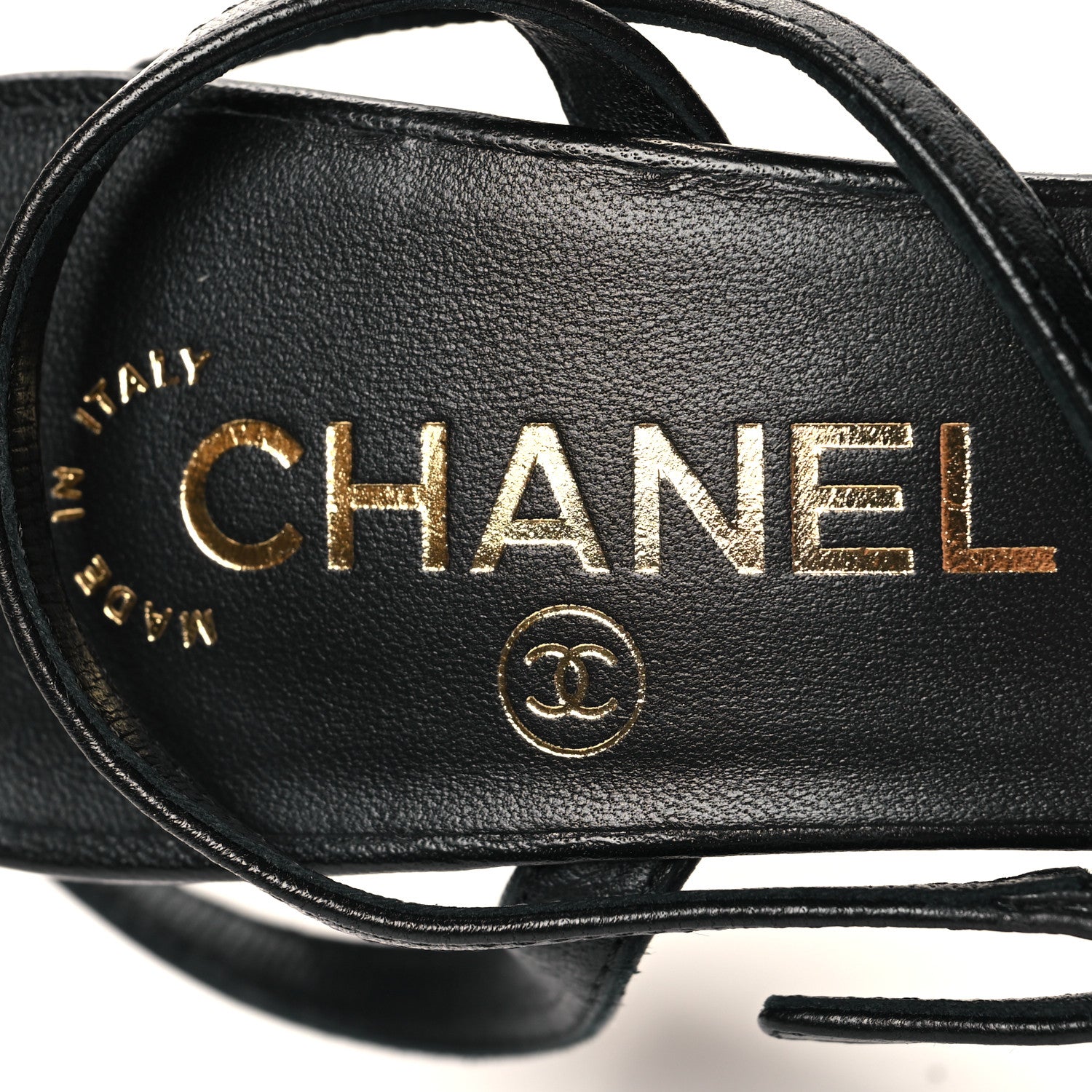 Chanel Lambskin Patent Quilted Wedge Sandals 36.5 Black 8 of 9