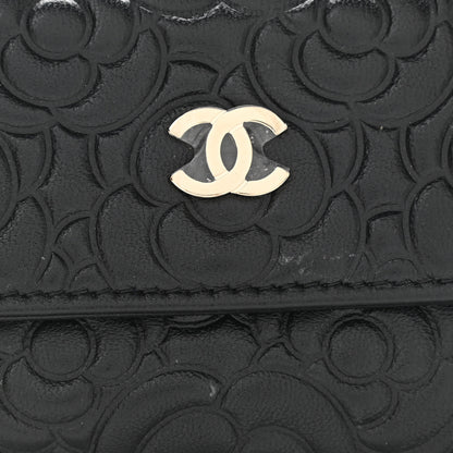 Chanel Lambskin Camellia Embossed Chain Belt Bag Black 11 of 11
