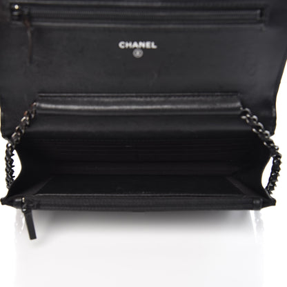 Chanel Sheepskin Chevron Reissue Wallet On Chain WOC So Black 11 of 15