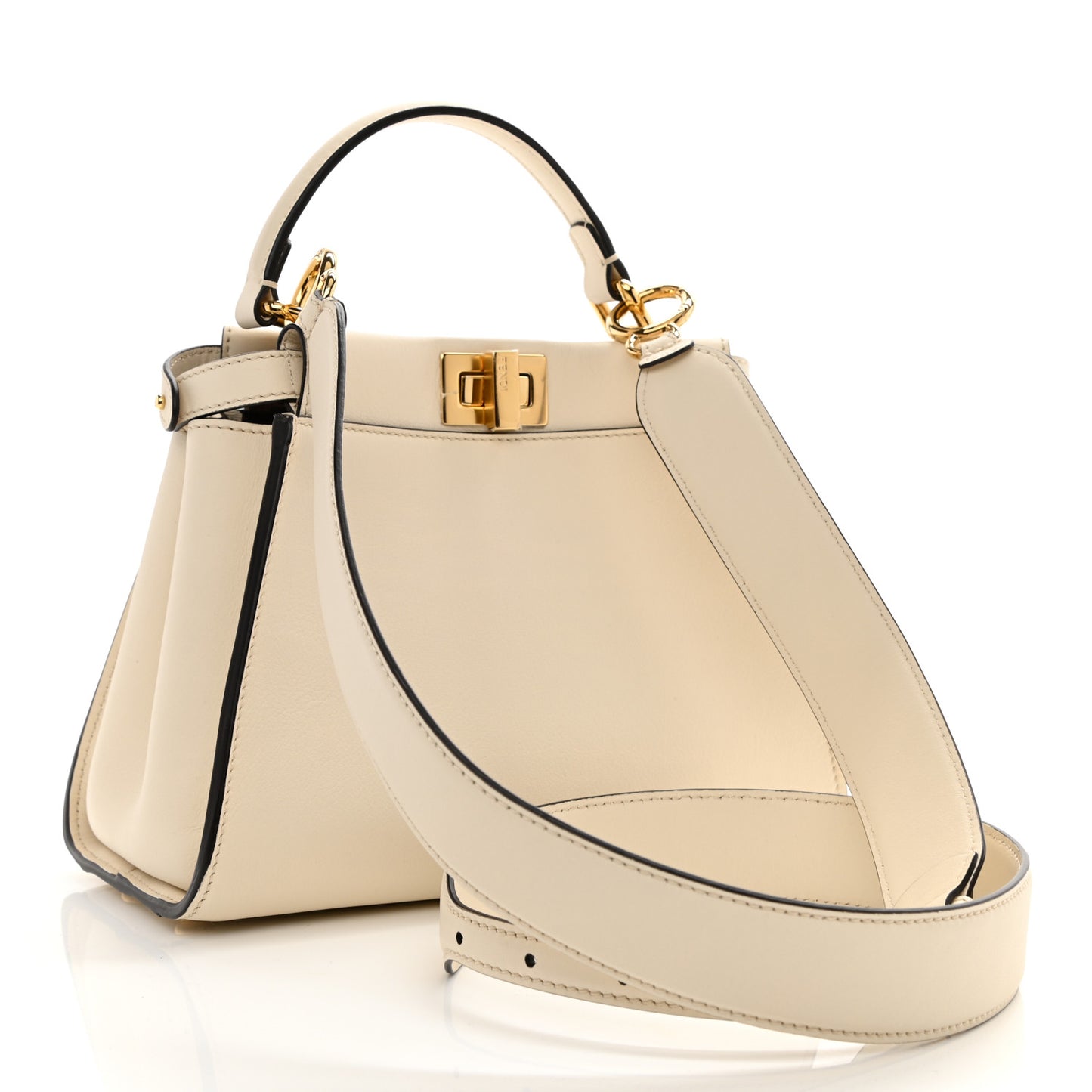 Vitello Seta Suede FF Mini Peekaboo Iconic Satchel Uovo Sigaro Marrone