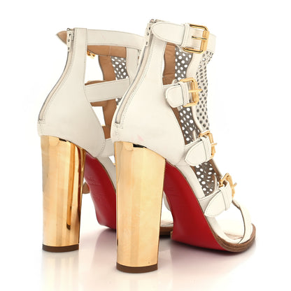 Christian Louboutin Calfskin Perforated Fencing 100 Sandals 38.5 White 4 of 11