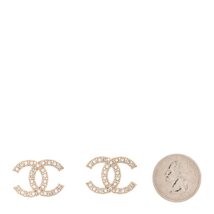 Chanel Crystal CC Large Stud Earrings Gold 2 of 5
