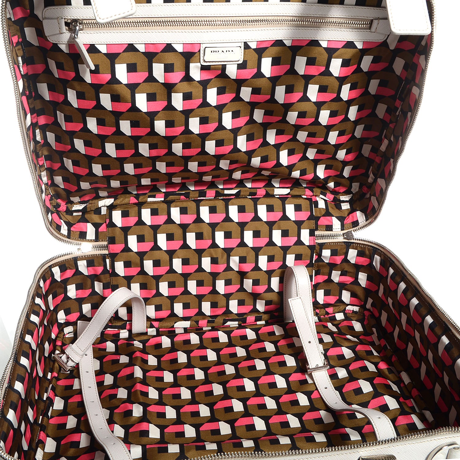 Prada Saffiano Travel Weekender Bag Talco 5 of 10