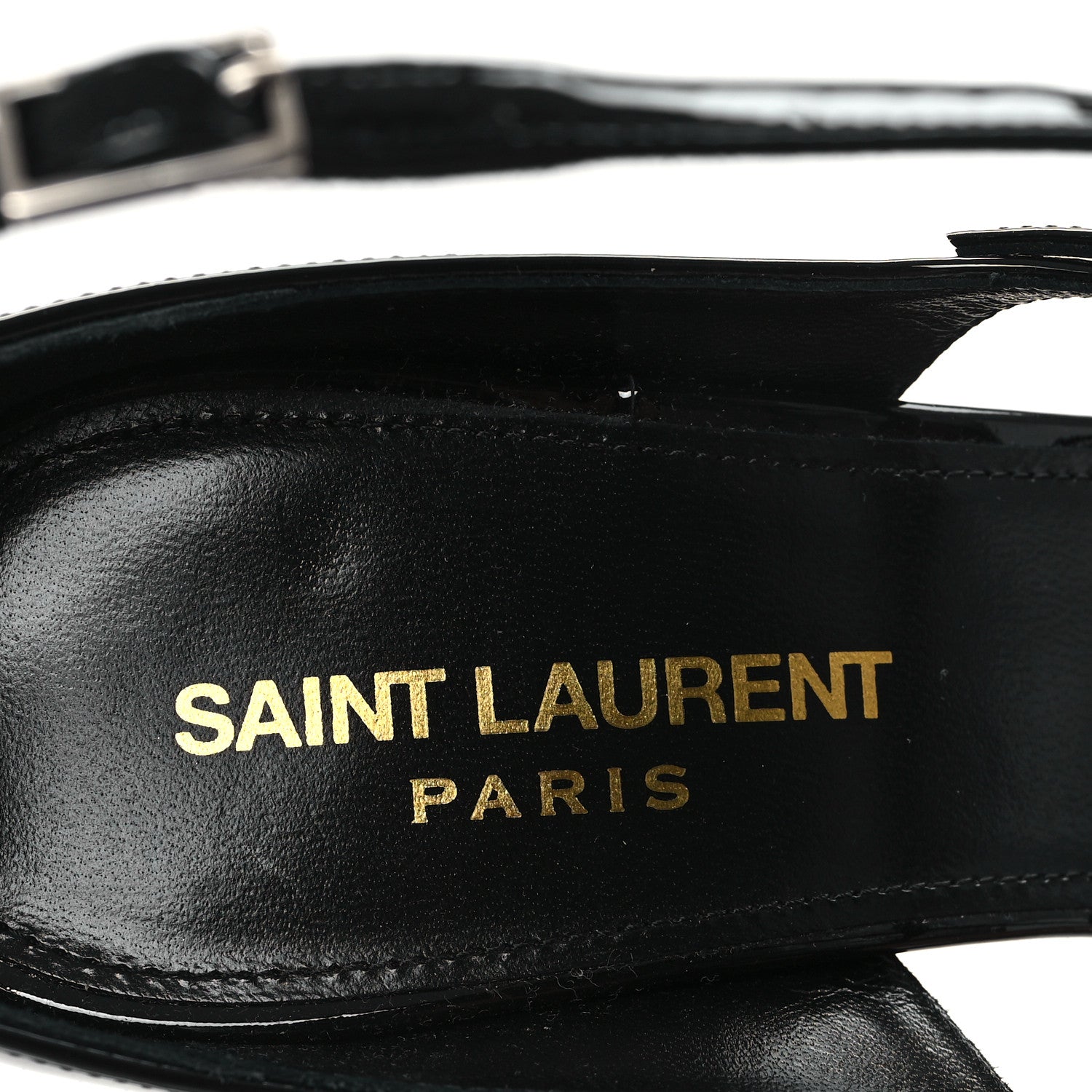 Saint Laurent Patent Calfskin Dita 110 Sandals 38 Black 8 of 10