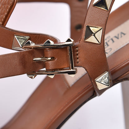 Valentino Garavani Grained Calfskin Rockstud Ankle Strap 5/105mm Sandals 36 Tobacco 12 of 15
