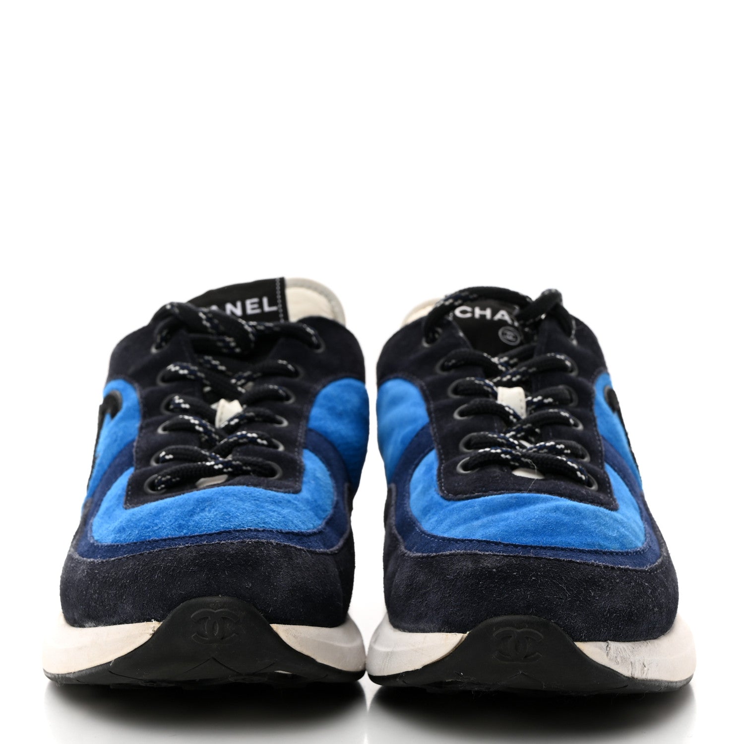 Chanel Suede Calfskin CC Sneakers 39.5 Blue Navy Dark Navy 2 of 9