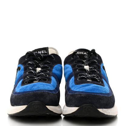 Chanel Suede Calfskin CC Sneakers 39.5 Blue Navy Dark Navy 2 of 9