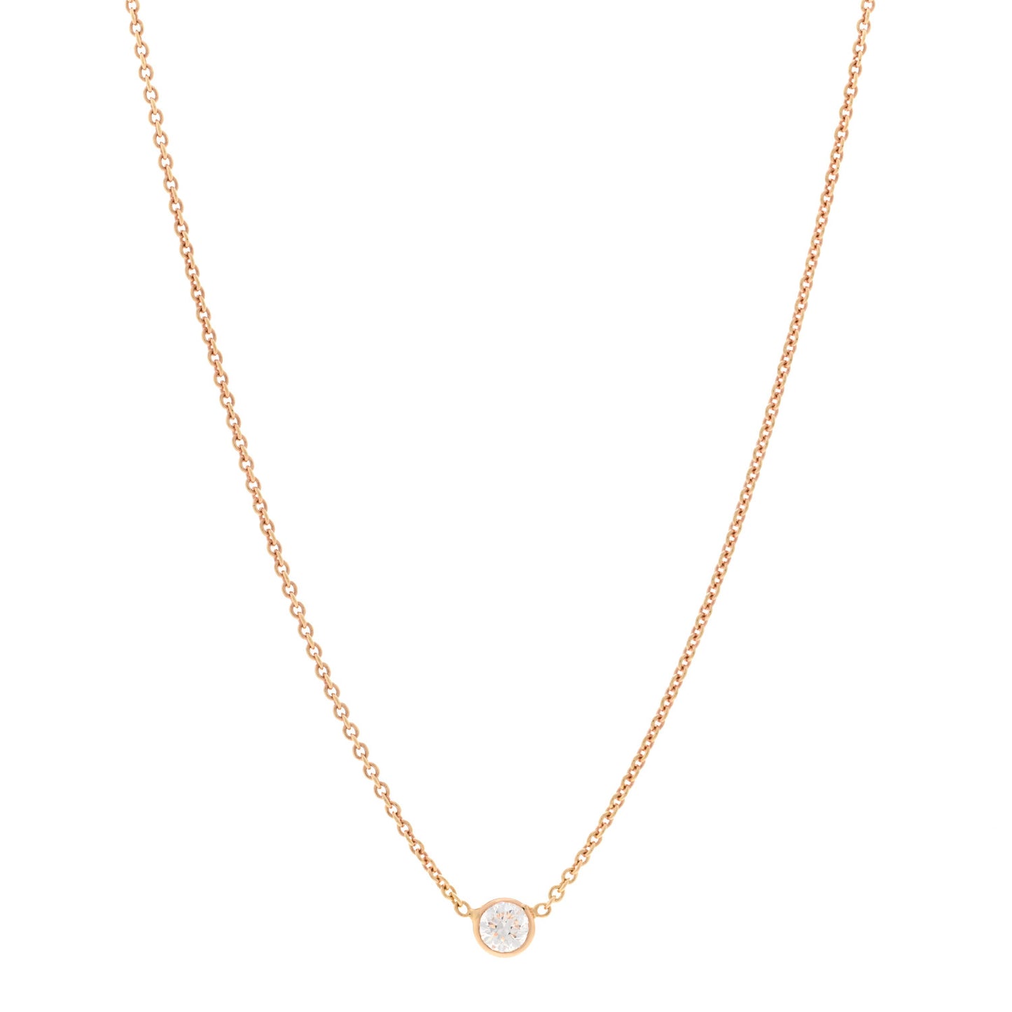 18K Rose Gold Diamond .40ct Diamonds by the Inch Pendant Necklace